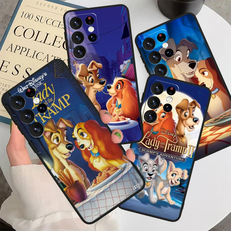 Lady And The Tramp For Samsung S24 S23 S22 S21 S20 FE S10e S10 S9 Ultra Plus Plus Soft Silicone Black Phone Case