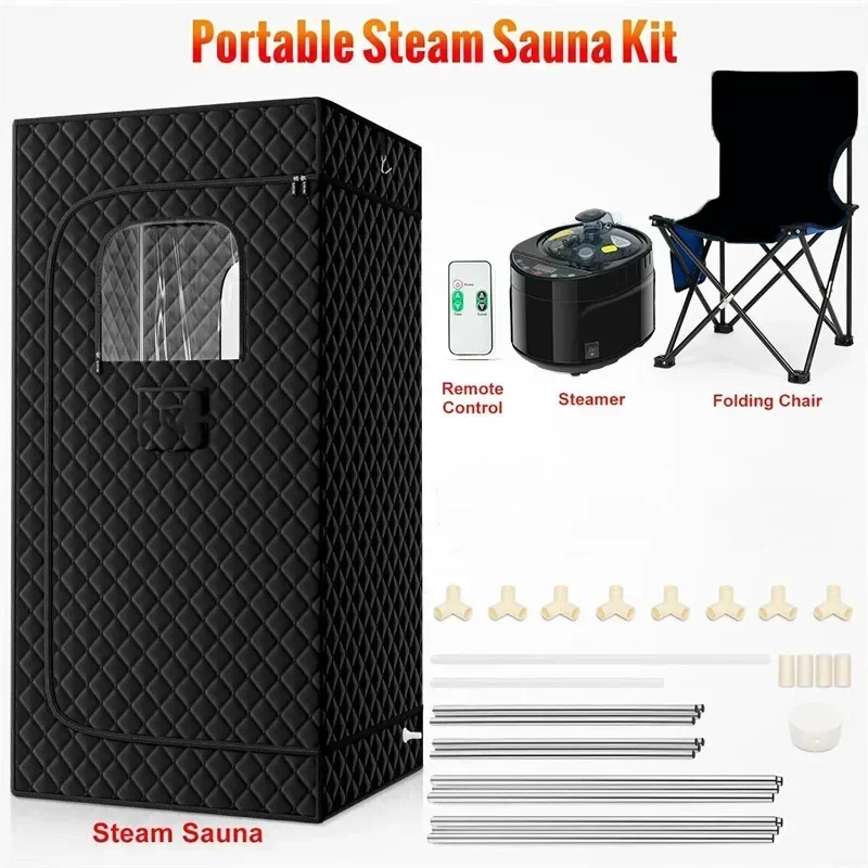 Portable Steam Sauna for Home Spa Sauna Tent Sauna Box with 1600W 4L Steamer Remote Control Height 180CM