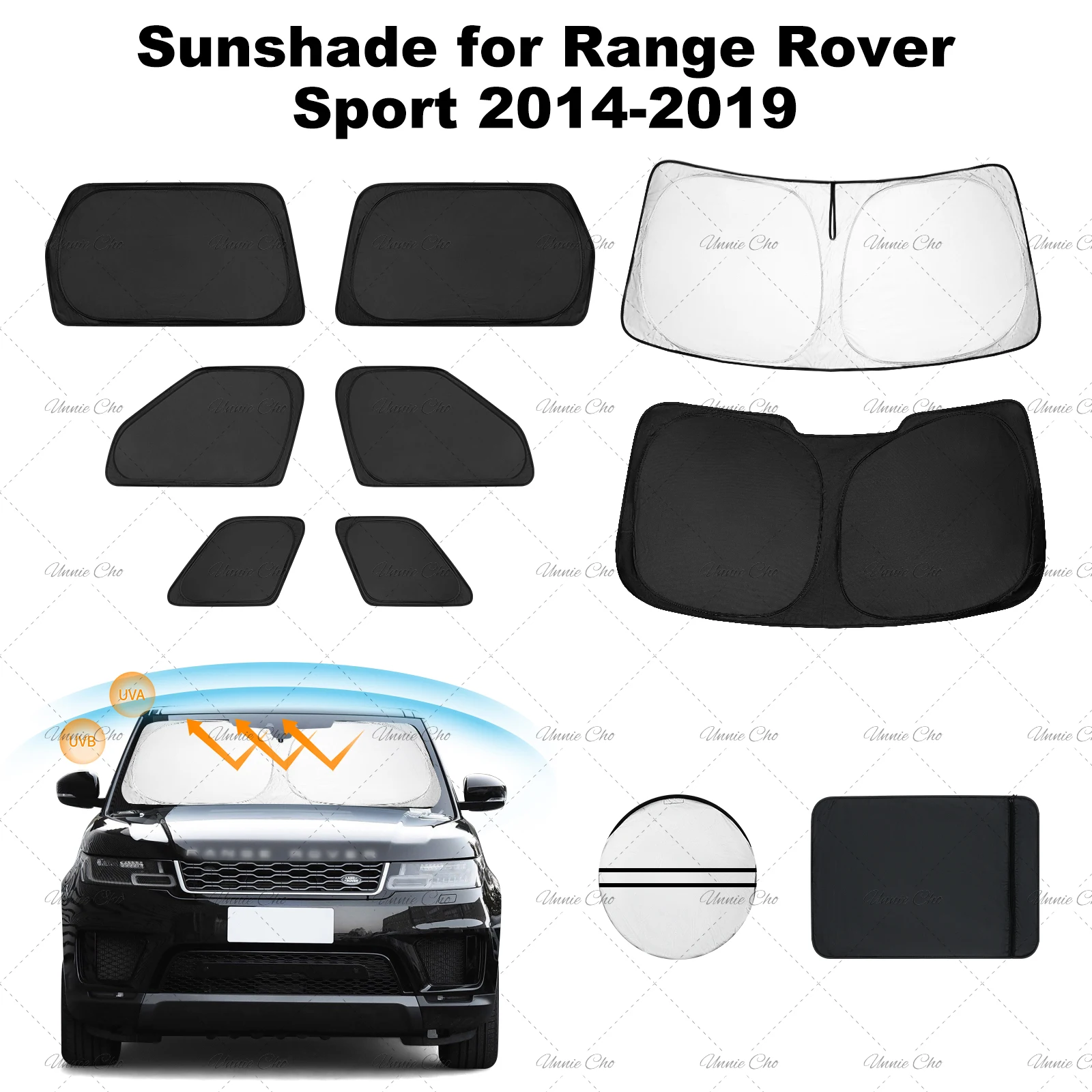 

Custom Fit for Range Rover Sport L494 Accessories 2014-2019 8PCS Windshield Sunshade Kit Foldable Sun Visor Privacy Protection
