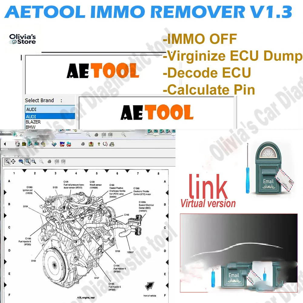 

AETOOL IMMO REMOVER V1.3 obd2 scanner Immo Eeprom Off Software Virginize ECU Dump Decode ECU Calculate PIN Virgin/IMMO Remover