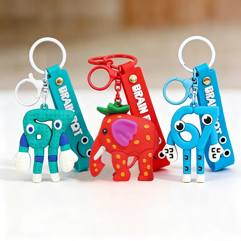 Cartoon Steal A Brainrot Blue 67 Keychain Cute Strawberry Elephant  67 Game Peripheral Doll Key Chain Toys Birthday Gifts