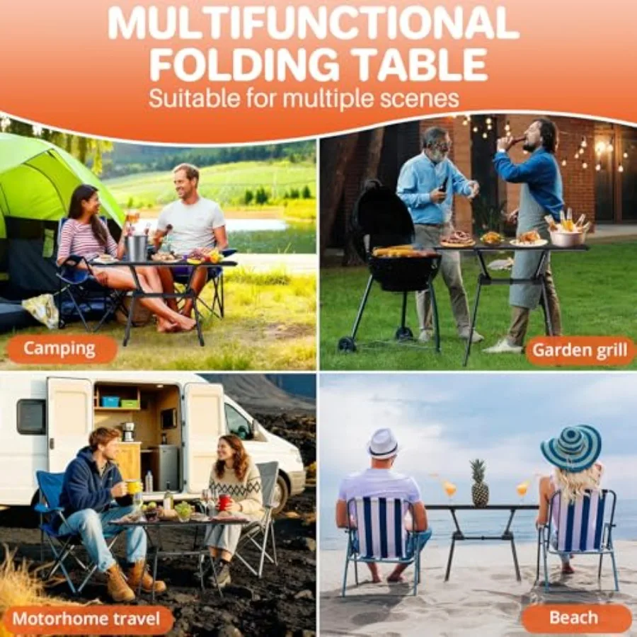 طاولة تخييم قابلة للطي من الألومنيوم بطول 3 أقدام L35 بوصة × W16 بوصة مع 4 إعدادات قابلة للتعديل للارتفاع، تصميم خفيف الوزن قابل للطي يتضمن حقيبة حمل #5