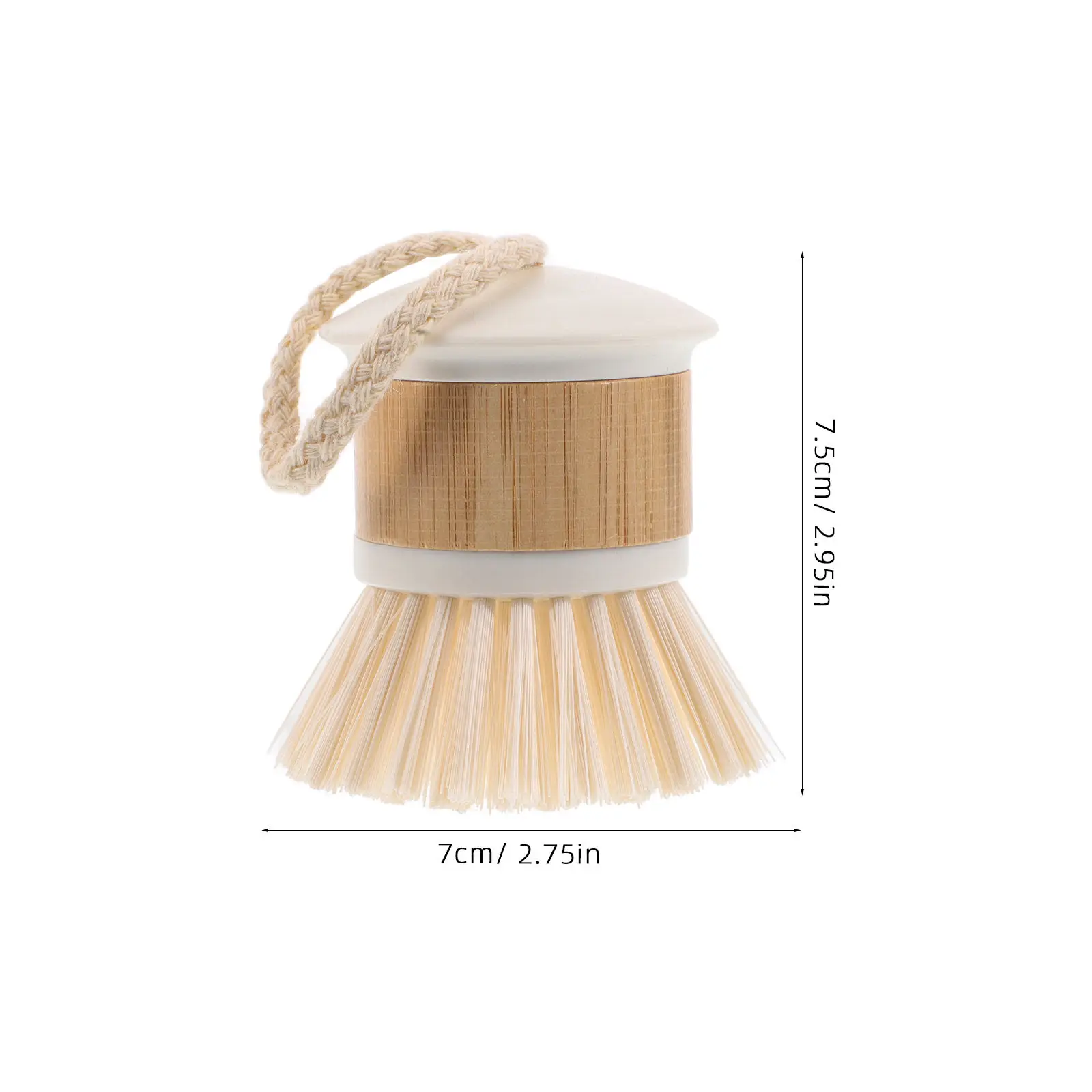 Bamboo Kitchen Dish Brush Wood Handle Dense Bristles Wok Pot Pan Scrubber Oven Cleaning Deep Fryer Brush Hanging Rope