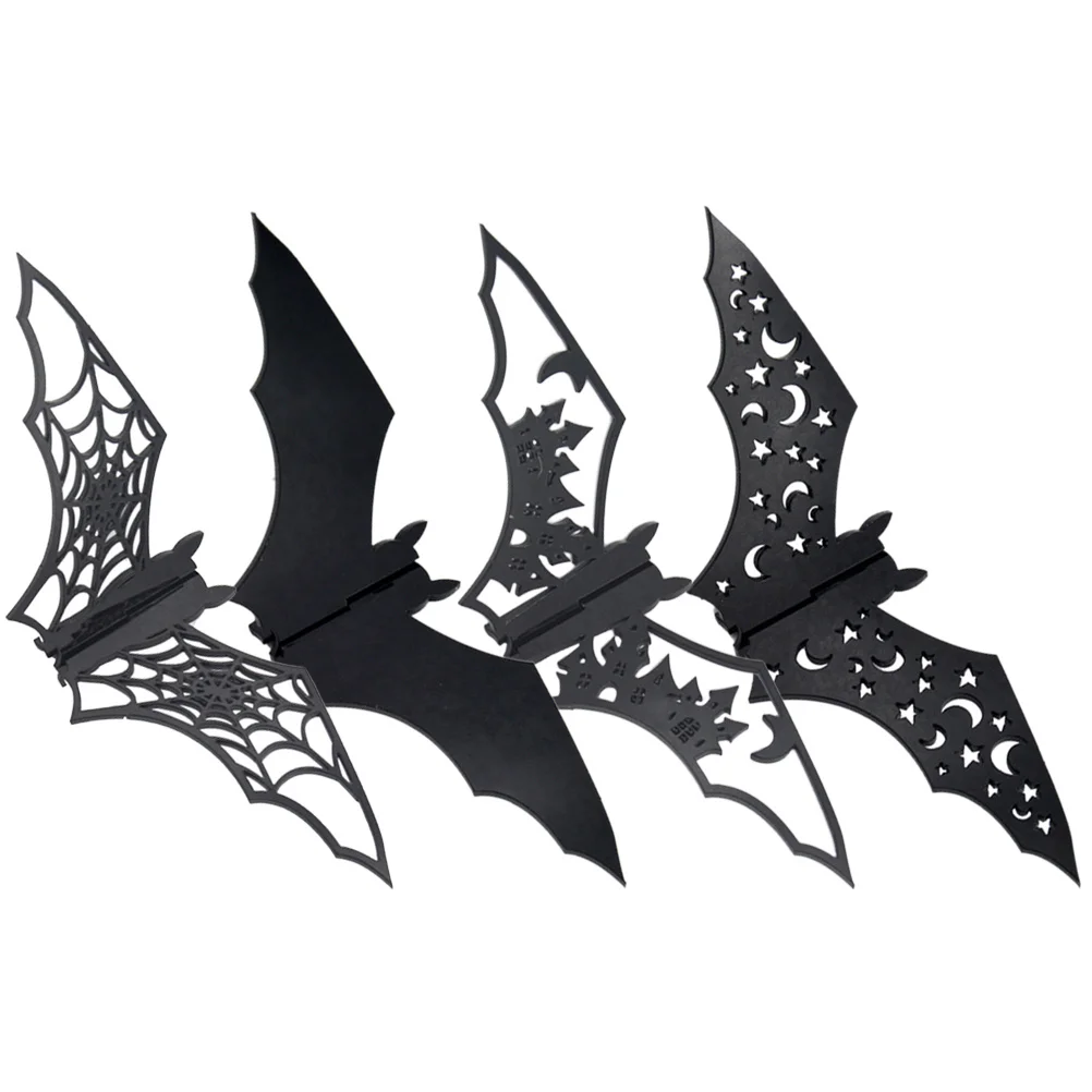 

4Pcs Halloween Bat Acrylic Table Centerpiece Sign Realistic 3D Party Decoration Ornament Halloween Acrylic Bat Sign