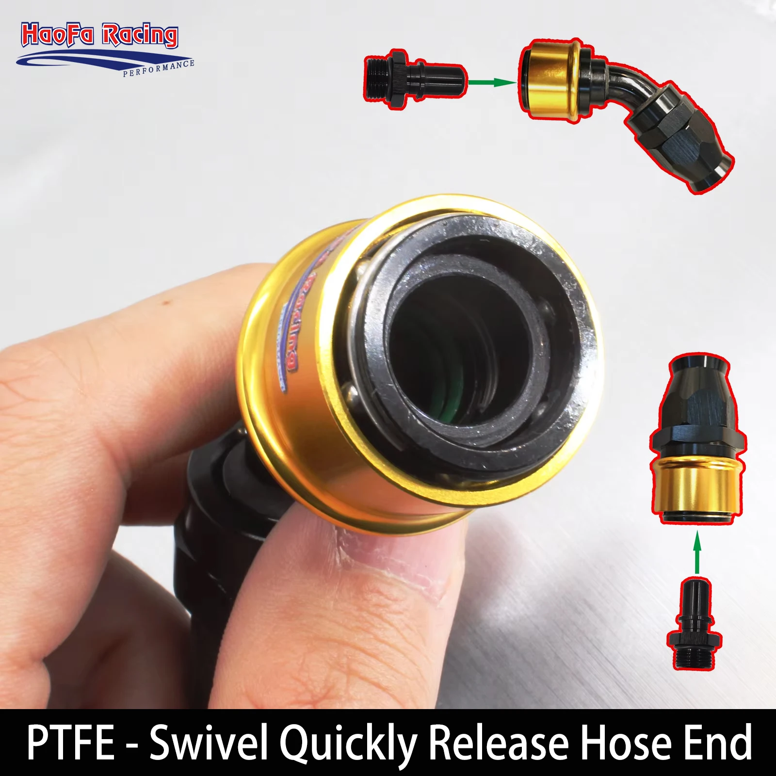 Straight/45/90Degree PTFE Quick Release AN Fittings -AN4 -AN6-AN8-AN10-AN12-AN16 Swivel Fuel Hose End ORB Adapter For PTFE Hose