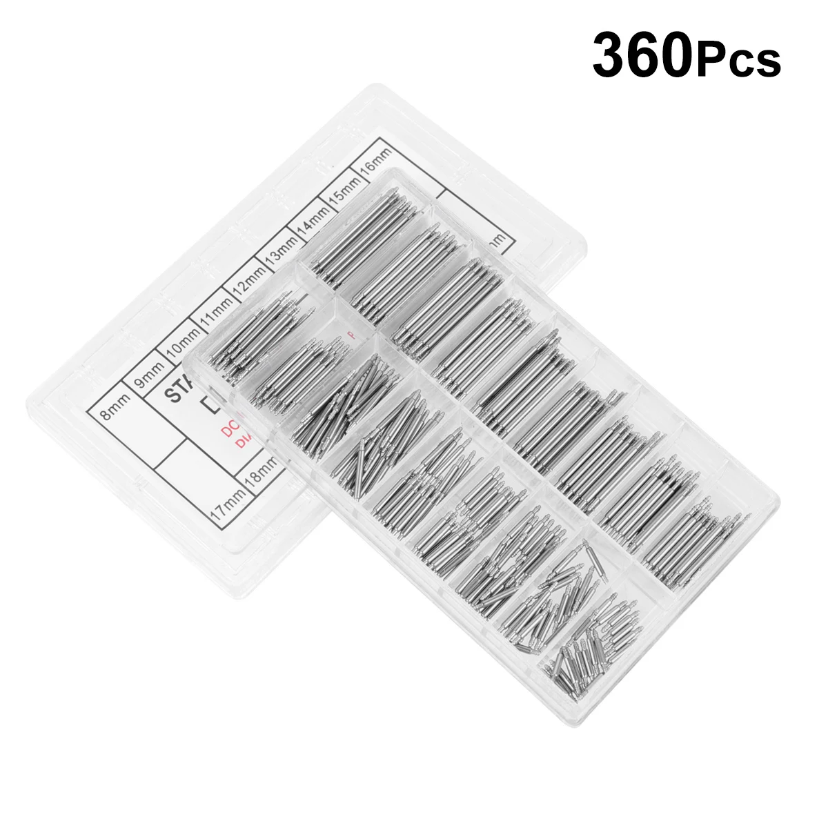 

360Pcs Watch Band Pins Removal Tool Precision Metal Watch Strap Repair Kit for Spring Bars Link Pin Adjustment 8Mm-25Mm Silver