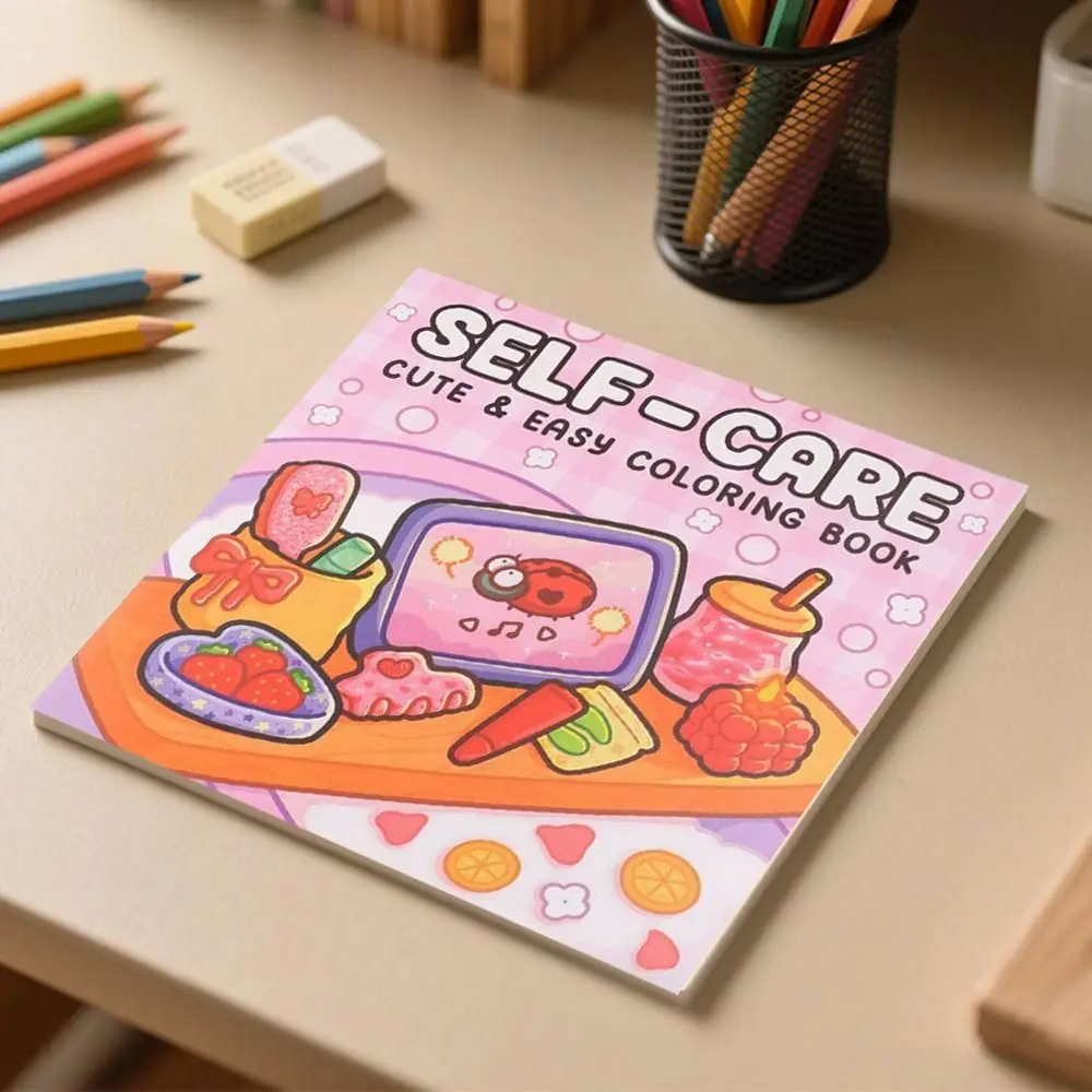 สมุดระบายสีการ์ตูนน่ารัก หนังสือระบายสีเพื่อการศึกษา คลายเครียด ปกอ่อน ของขวัญสำหรับการวาดภาพ สมุดระบายสีสำหรับผู้ใหญ่และวัยรุ่น