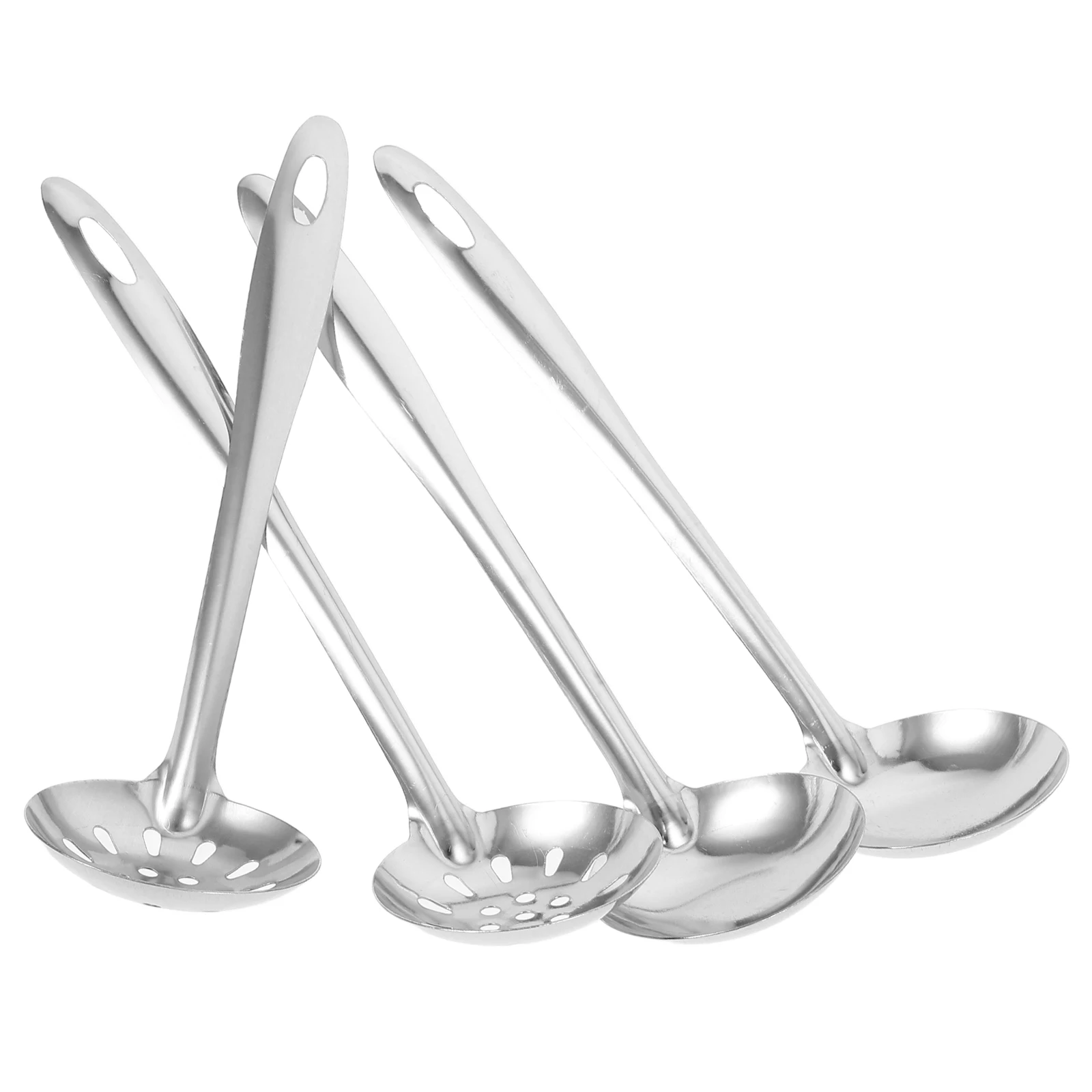 

4Pcs Hot Pot Spoon Set Stainless Steel Colander Soup Spoon Long Handle Scoop Home Restaurant Kitchen Rustproof