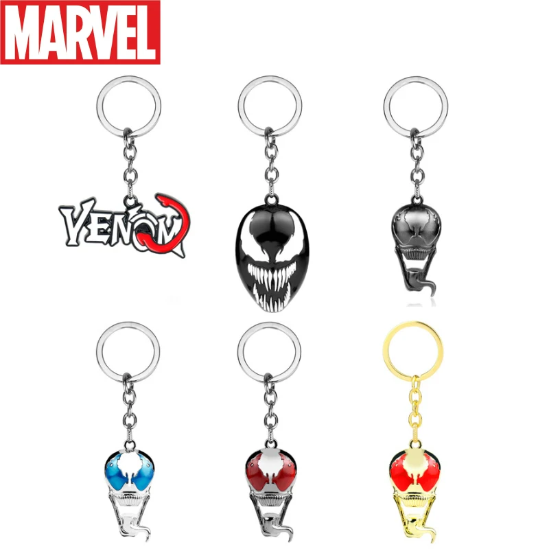 

Marvel Avengers Movie Peripheral Anime Figures Venom Metal Keychain Bag Pendant Keyring Decoration Children's Toys Accessories