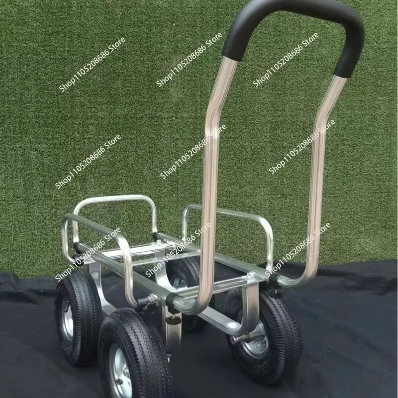 Aluminum four-wheel silent flat trolley with frame four-wheel pulling flat trolley