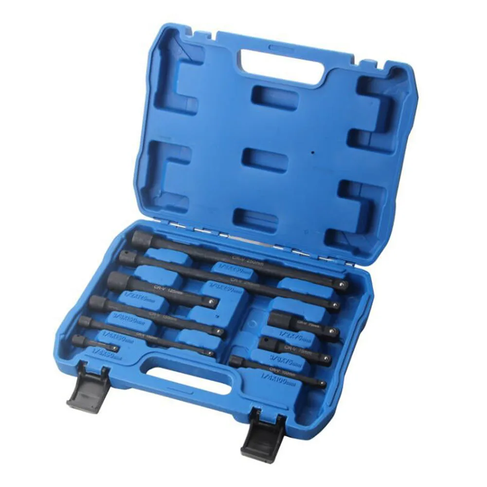 9PCS Socket Extension Bar Set 1/4 inch 3/8 inch 1/2 inch Wobble Extensions with Storage Box for Mechanics Tools