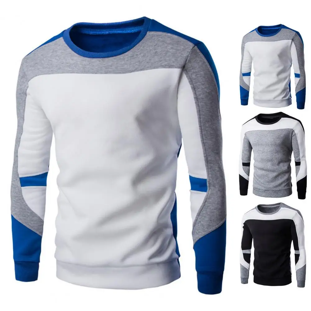 

Stylish Sweatshirt Long Sleeve Slim Male Sweatshirt Patchwork Pullover Men Sweatshirt