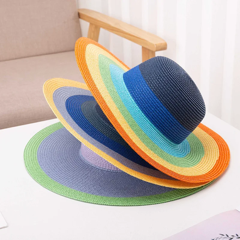 

1 PC Round Top Straw Hat for Ladies, Summer Refreshing Sun Hat, Beach Vacation Sun Hat, Beach Hat, Contrasting Fisherman Hat