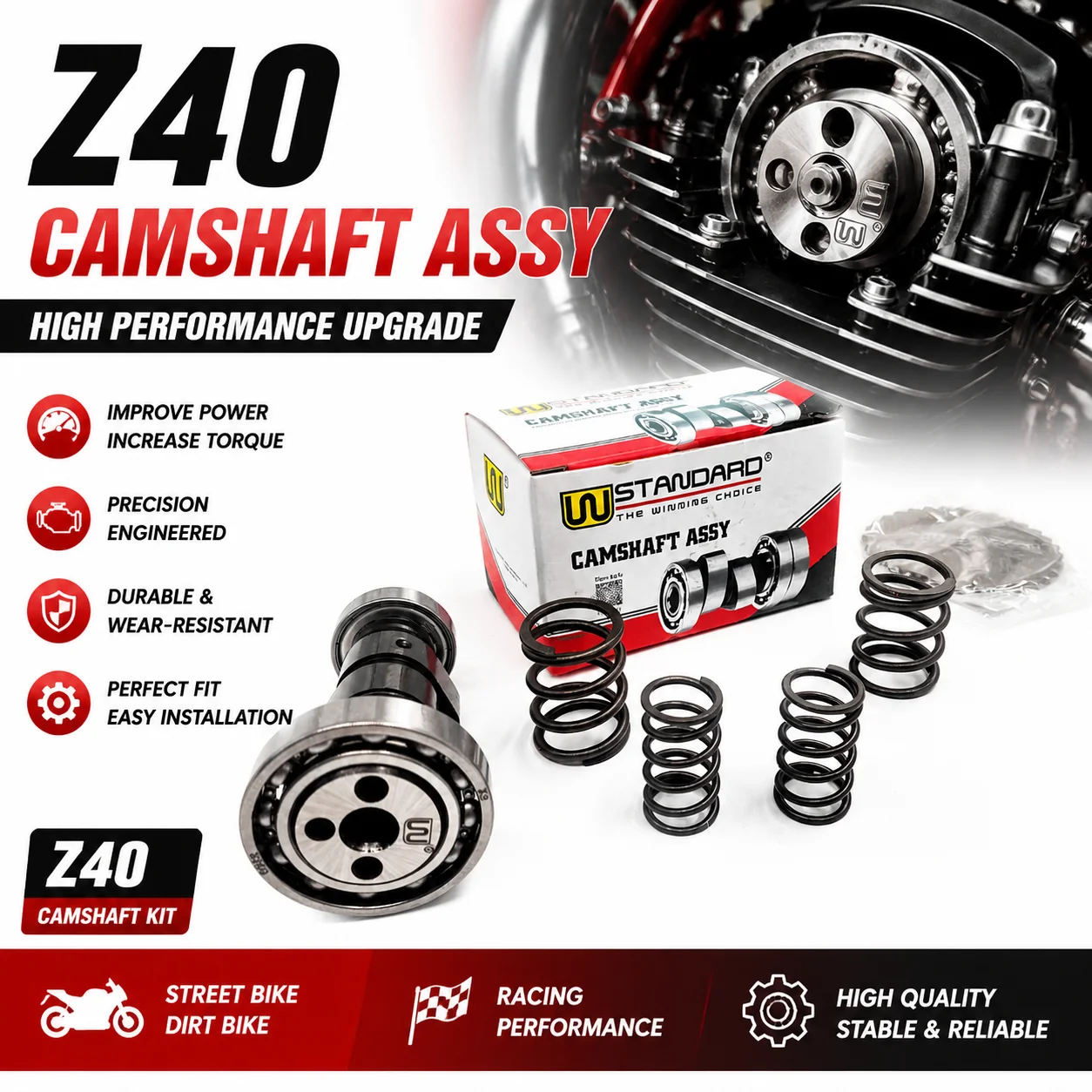 Pit Bike Z40 Racing Camshaft & Valve Spring Set For HONDA CRF50 YX140 Lifan140cc ZS KAYO ATV Dirt Bike Kart Monkey Engine Parts