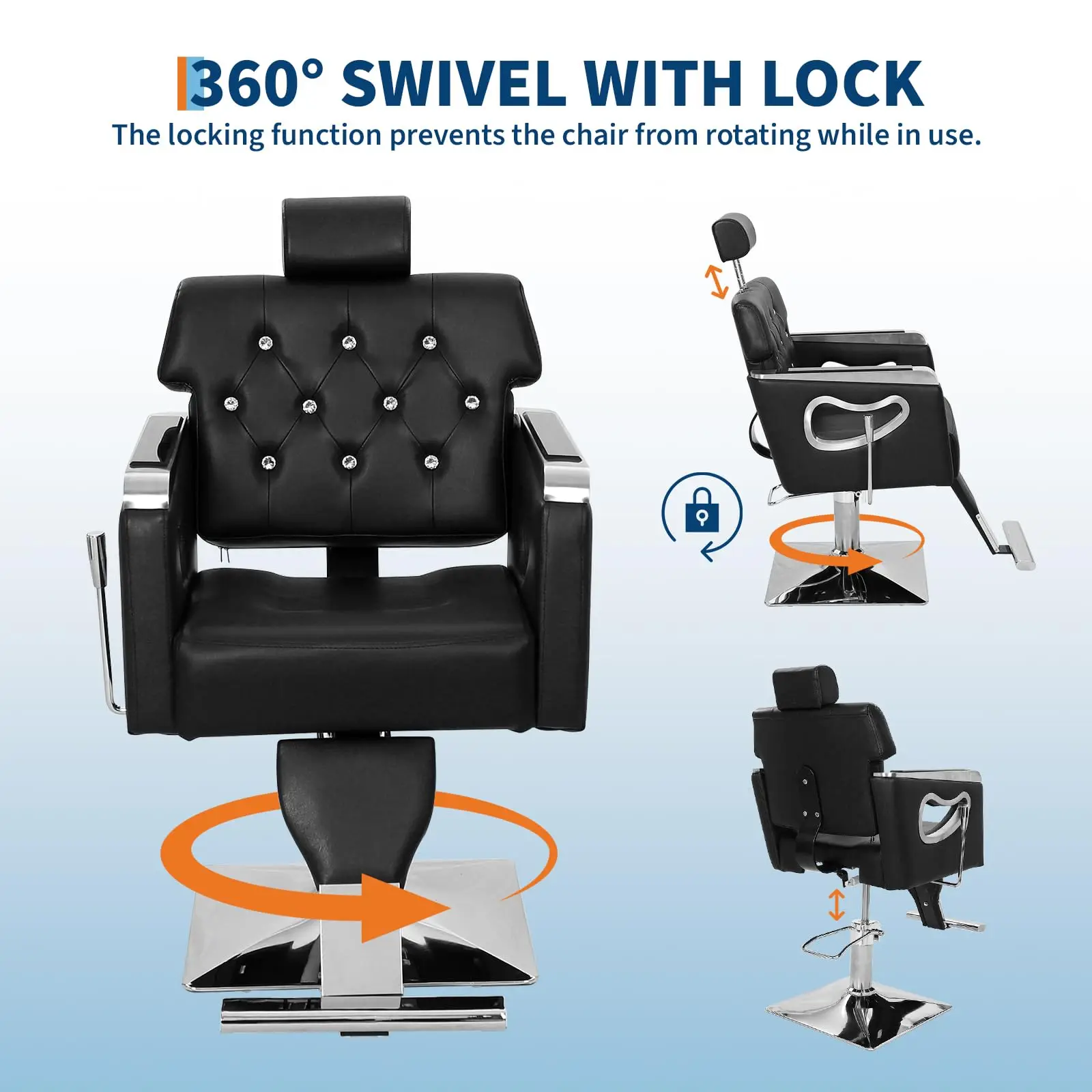 Salon Chair For Hair Stylists Heavy Duty Hydraulic Barber Chair With 360 Degree Swivel Reclining Stylist Chair For Hairdressing Beauty Spa Max Load 330 Lbs