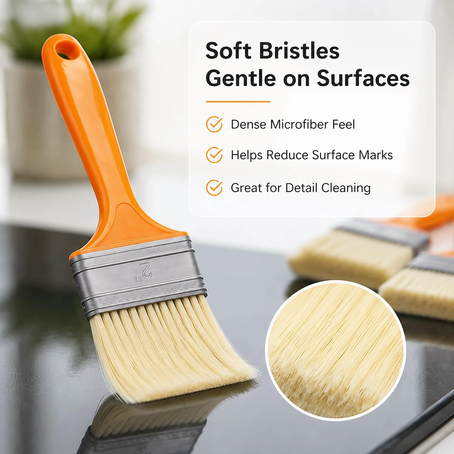 3 Pack Microfiber Duster Brush, Soft Bristles Detailing Brush Dusting Tools, Cleaning Brushes Duster for Auto Interior,Keyboard