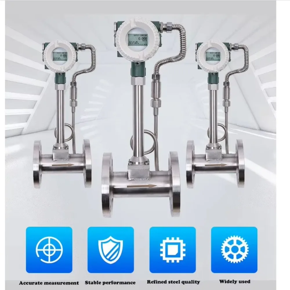 DN65 DN80 Digital Display Compressed Air Flow meter Pulse 4-20mA Output Clamped Gas Liquid Vapor Flow meter Vortex Flowmeters