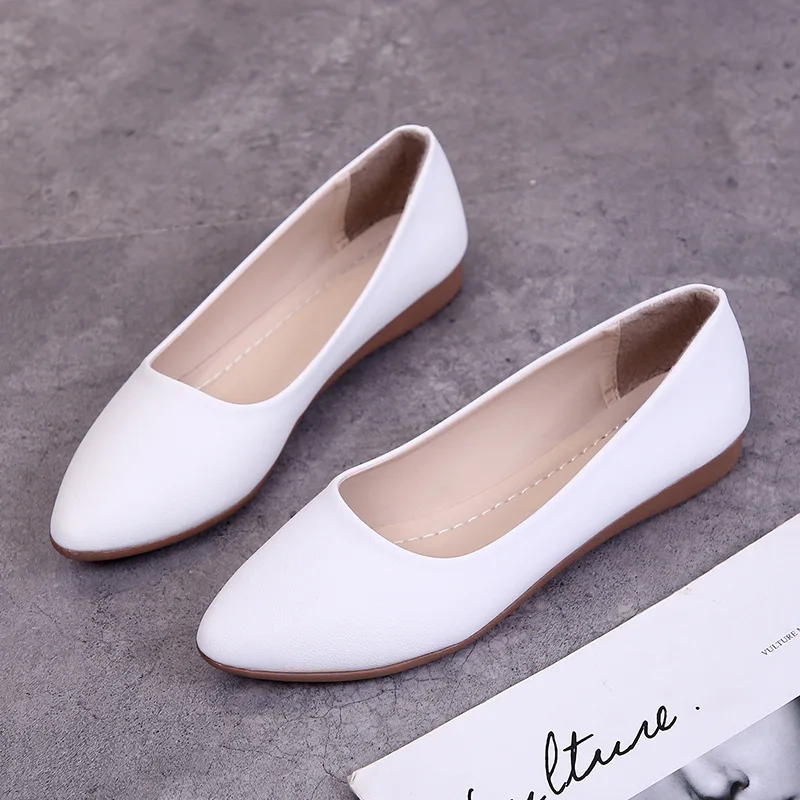 Shallow Mouth Soft Casual Woman Shoe Female Footwear Modis All-Match Slip-on Pointed Toe Dress Moccasin 2024 New Slip On Flat PU