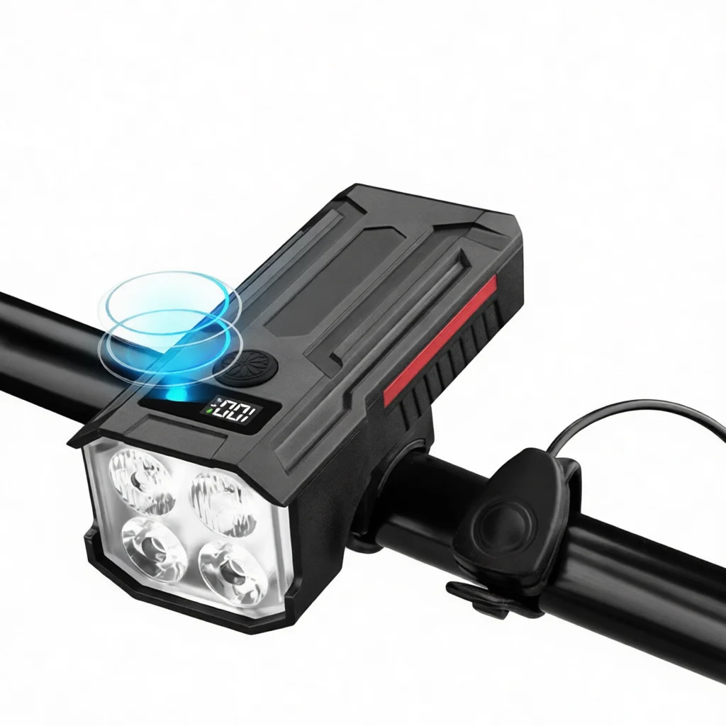 自転車ハンドルバーマウントライト ホーン付き LED充電式ヘ - Cycling Commute Essentials のレビューと価格