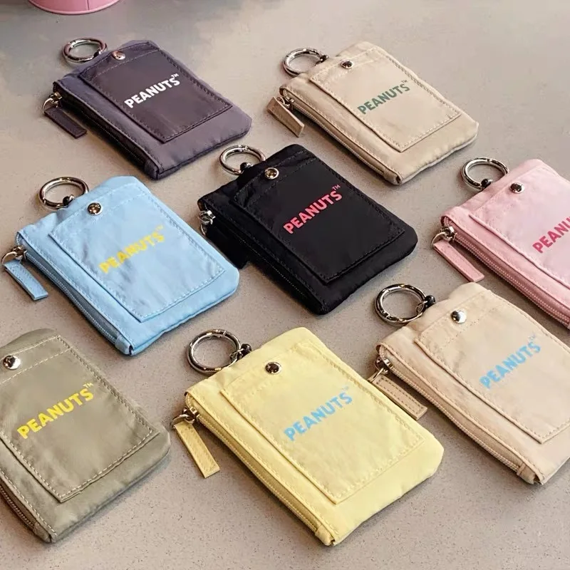 Snoopy Coin Purse Cartoon Embroidery Card Bag Backpack Pendant Multifunctional Retractable Buckle Keychain Short Wallet Pouch