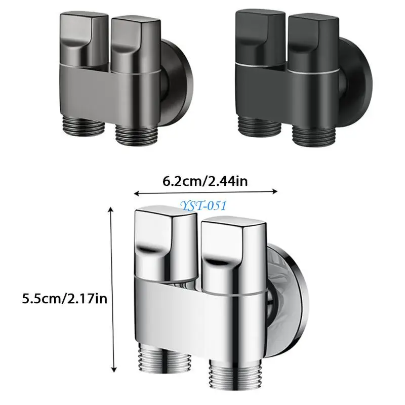 E15A G1/2 صمامات زاوية التحكم المزدوجة صنبور الغسالة المرحاض مثلثات صمامات لتنظيم المياه في المطبخ #6