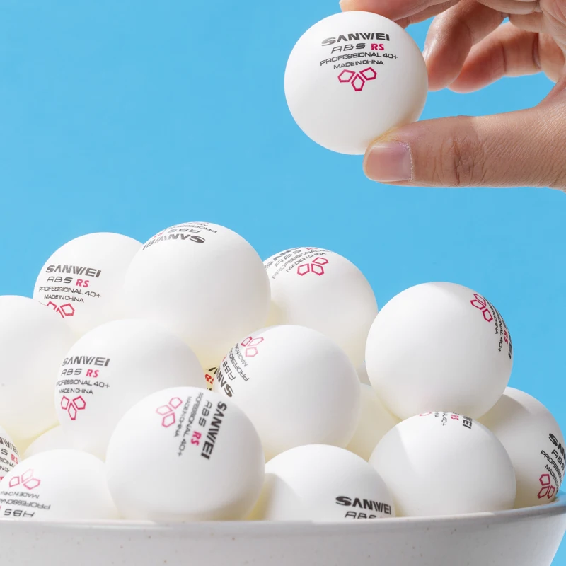 SANWEI RS40 + 3 نجوم كرات تنس الطاولة الملحومة ABS مادة جديدة دائم عالية ترتد كرات بينغ بونغ للتدريب 50/100/200 قطعة