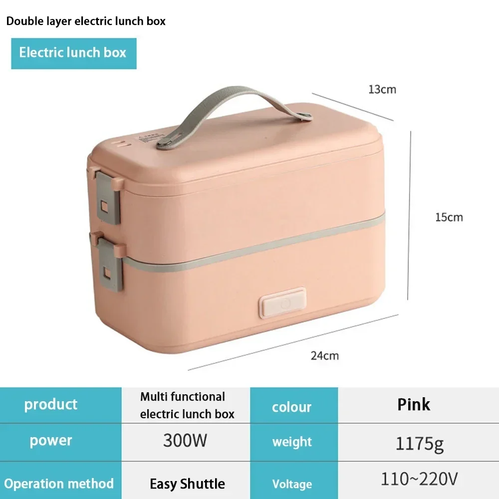 Simple Portable Lunch Box, Self Cooking Double-Layer Plug-In Electric Lunch Box 300W Large Capacity Family Lunch Box Office보온도시락