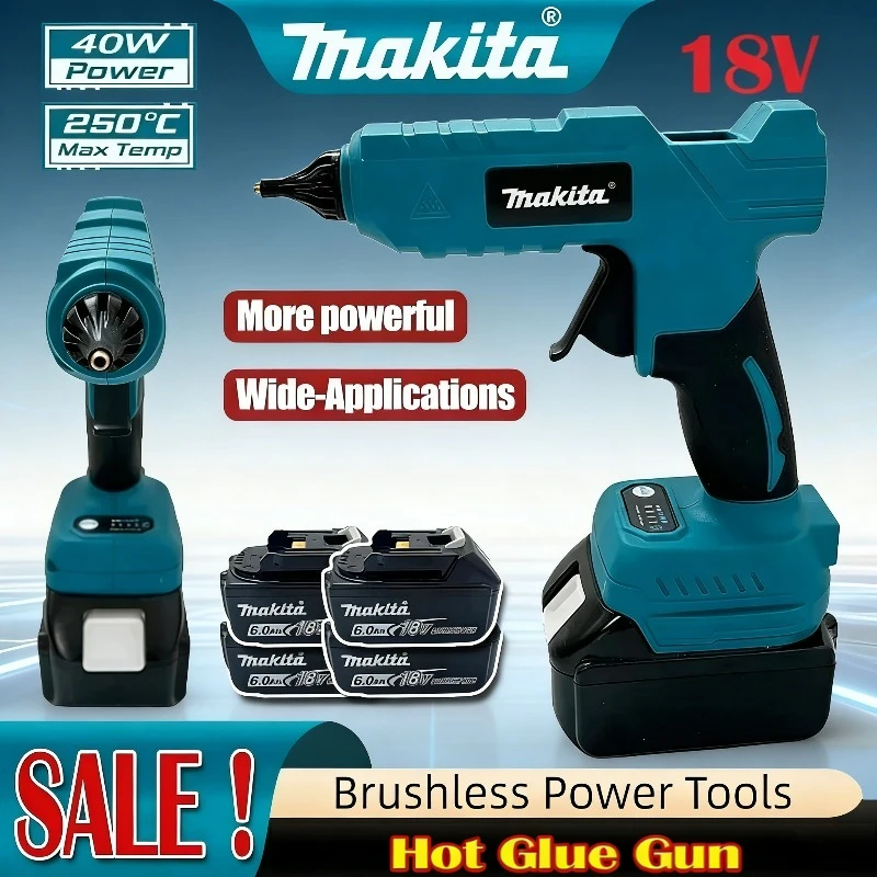 

Электрический ручной беспроводной термоклеевой пистолет Makita для ремонта и DIY, паяльник для горячей сварки, термофен с насадкой против ожогов, инструмент для аккумуляторов Makita