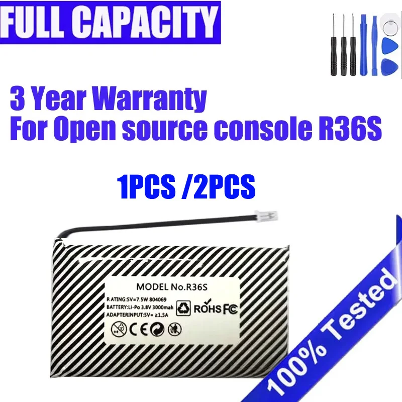 3000mAh Battery For Open source console R36S Game machine 3.8V Rechargeable  Bateria