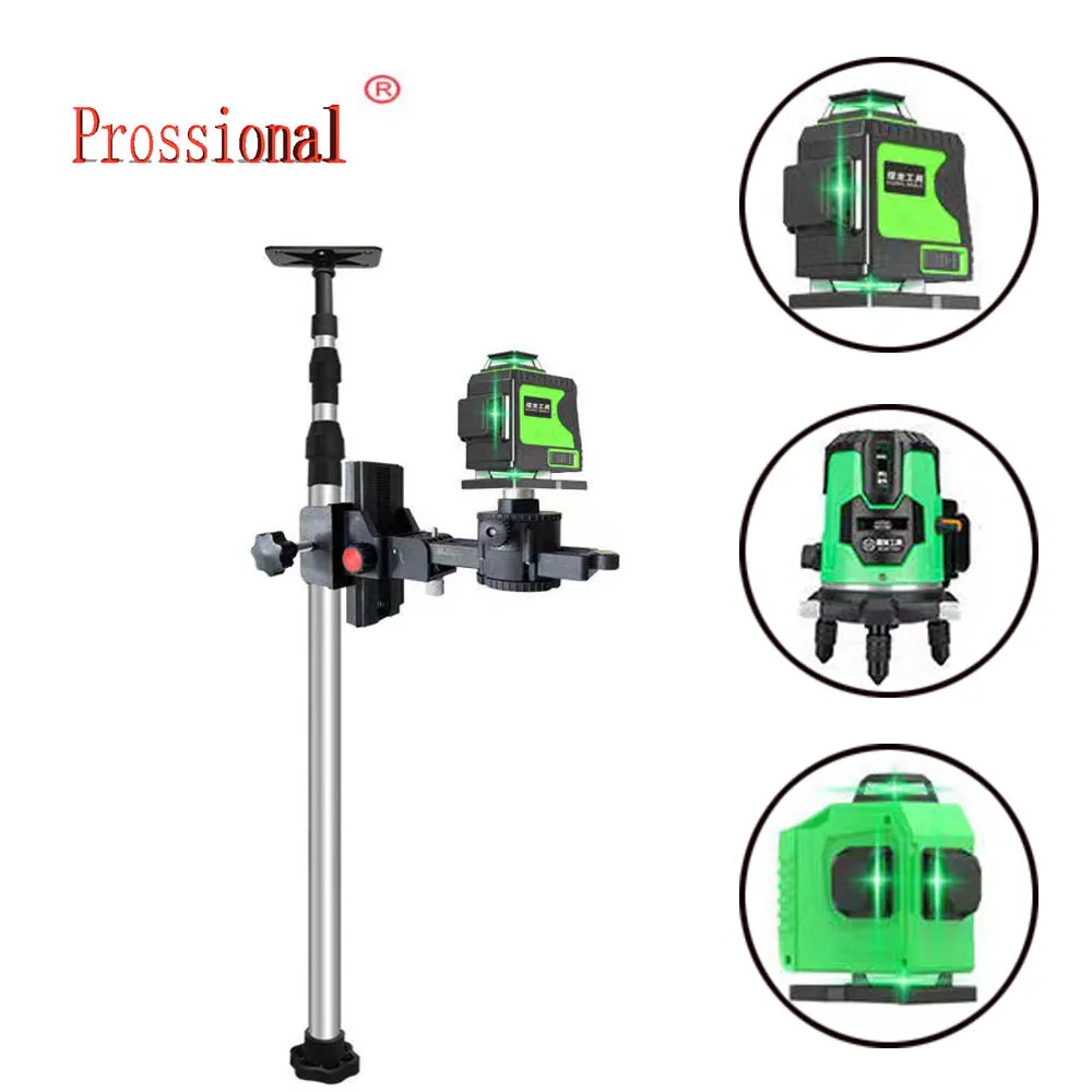 

Max 4.5m Height Adjustable Line Leveler Stand Bar Telescopic Pole Bracket 1/4''&5/8'' Thread Lift Extend Holder for Laser Level