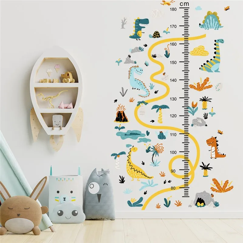 Cartoon Dinosaurs Wall Stickers For Height Measure Kids Bedroom Decoration Animal Mural Art Diy Home Decals Pvc Posters