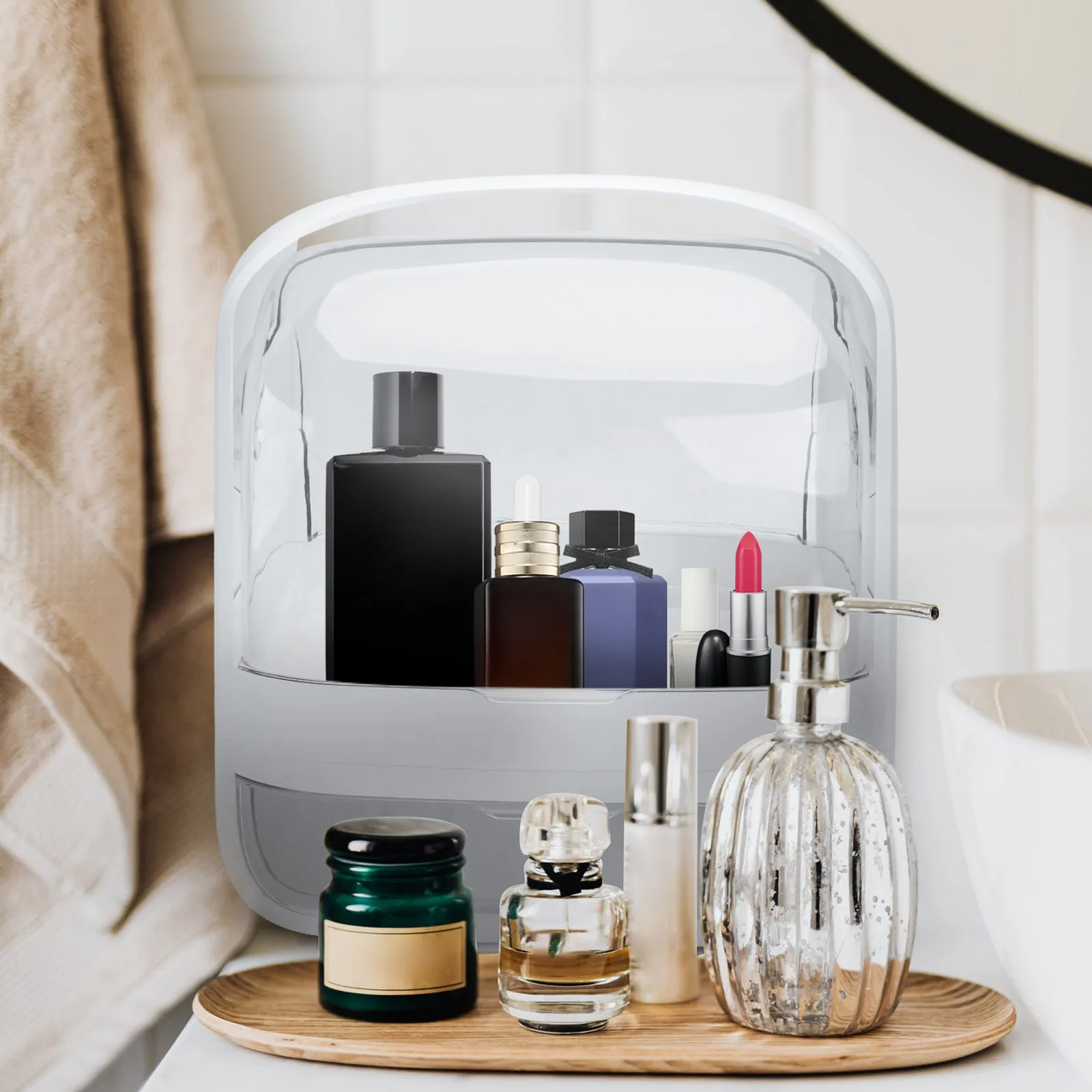 

1pc Storage Box For Makeup Skin Care Organizer Desktop Bathroom Bedroom Household Multi-Purpose Case Creative