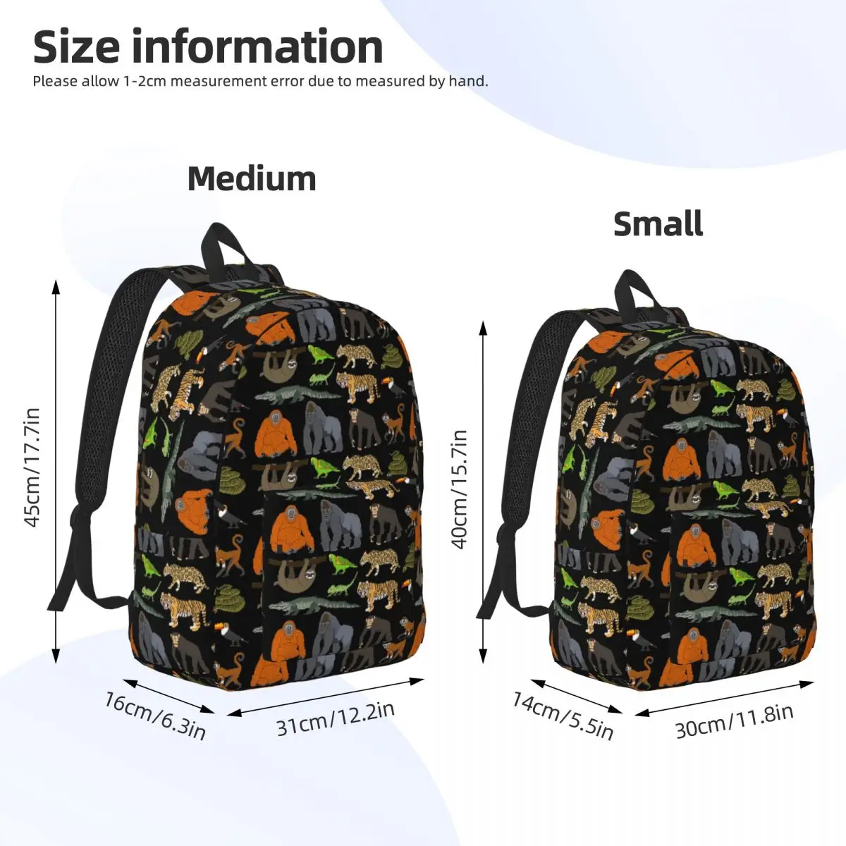Rainforest Animals - The Kids' Picture Show Backpack Student Boys Girls BookBag Kids School Bag Laptop Shoulder Bags