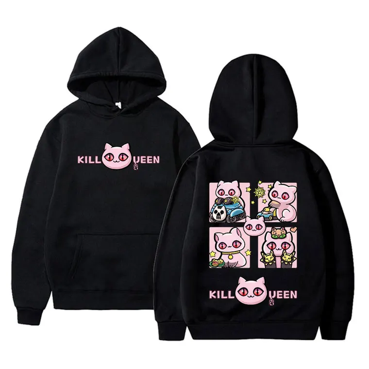 

Anime Jojo Bizarre Adventure Hoodie Killer Queen Funny Cat Graphic Sweatshirt Men Women Manga Fashion Vintage Pullover Hoodies