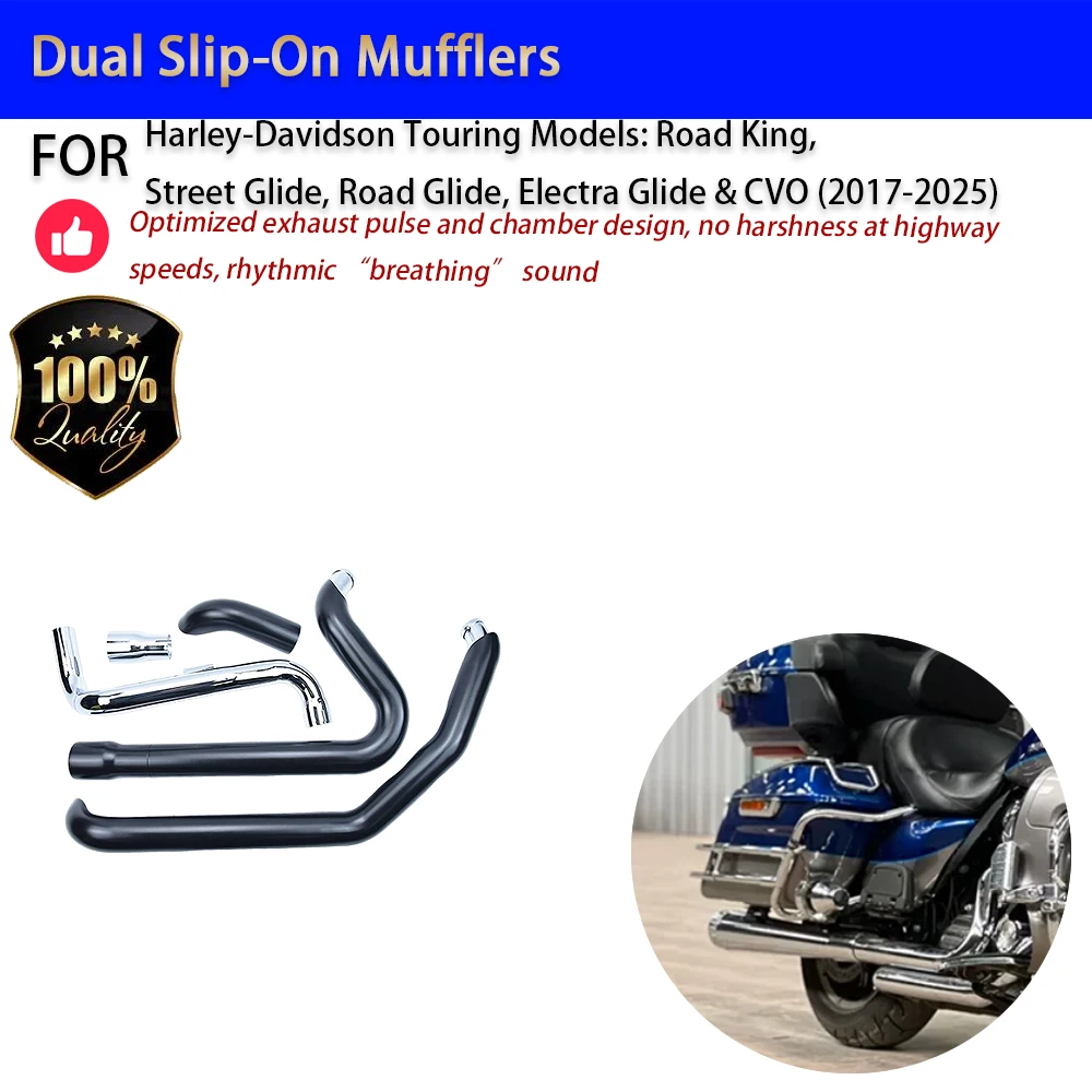 For Harley Touring Road King Street Glide Slip-On Mufflers Deep Potato Sound No-Drill Accesorios Moto
