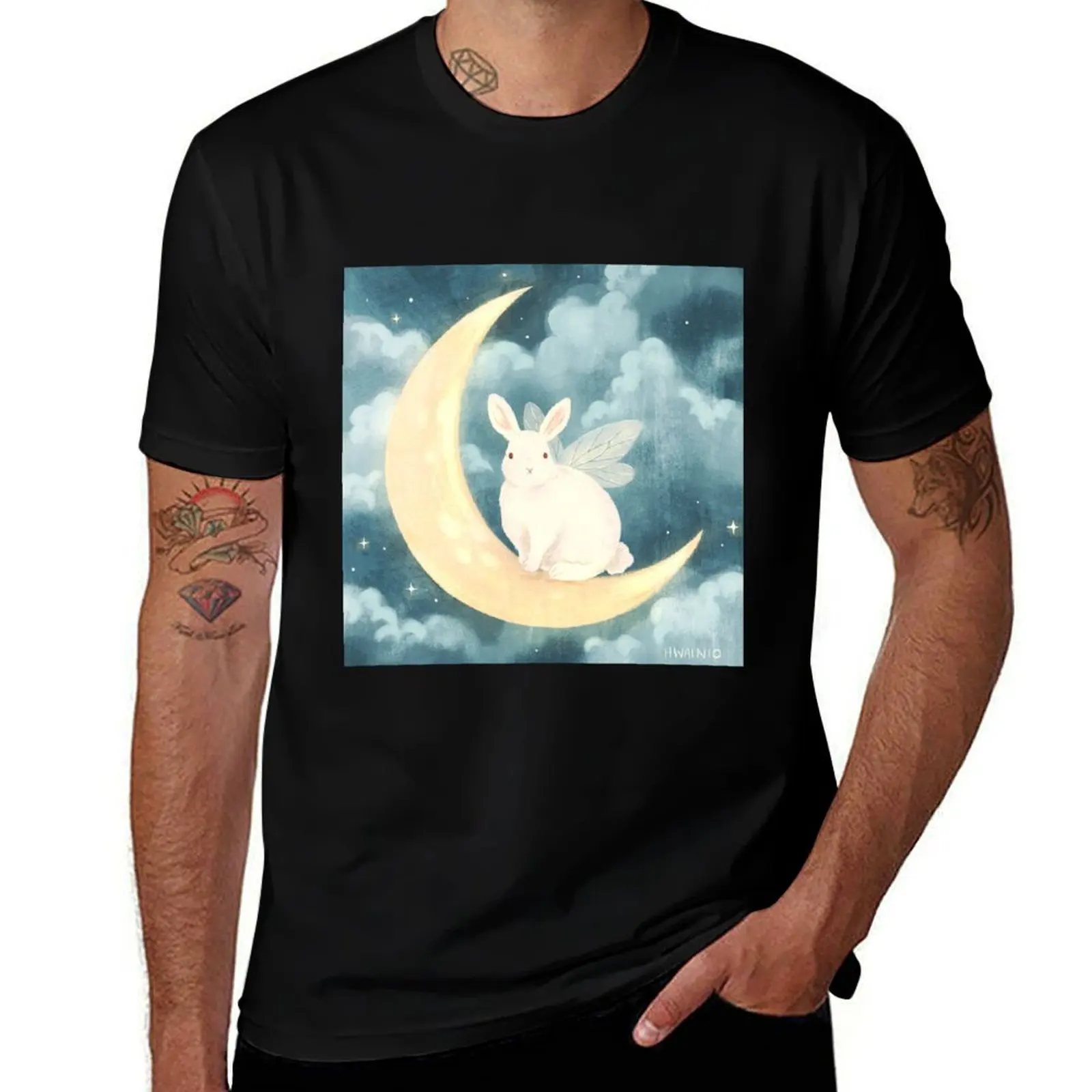 Moon Rabbit T-Shirt Light Athletic Short Sleeve Tee Shirt T-Shirt