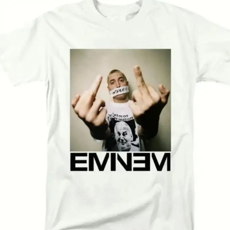 

Винтажная забавная футболка Eminem со средним пальцем, крутая для мужчин