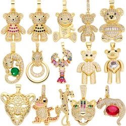 Juya DIY 18K Real Gold Plated Women's Jewelry Making Creative Lobster Animal Bear Dragon Leopard Panther Lion Charms Supplies