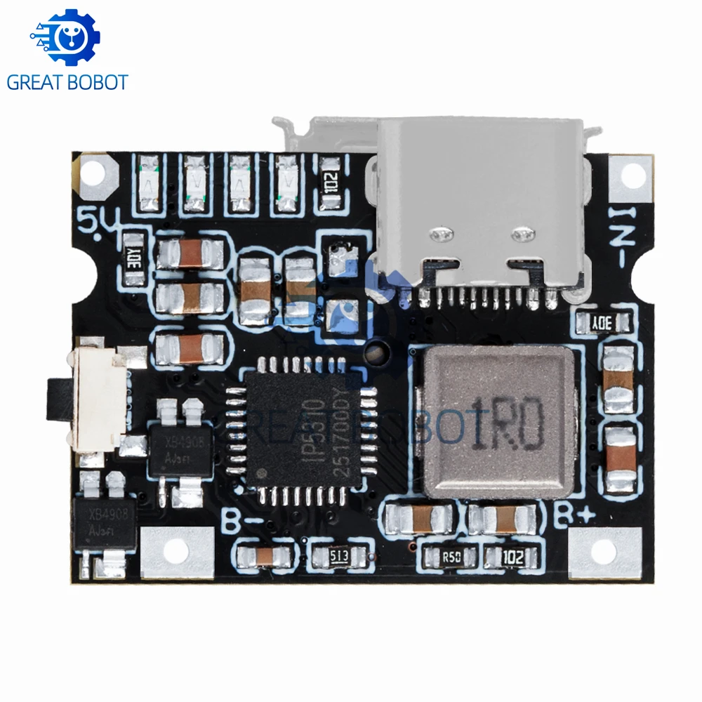 5V 2A/3.1A Type-C Boost Charger Module (BS) - LED Display Li-ion Battery Protection Board for DIY Power Projects