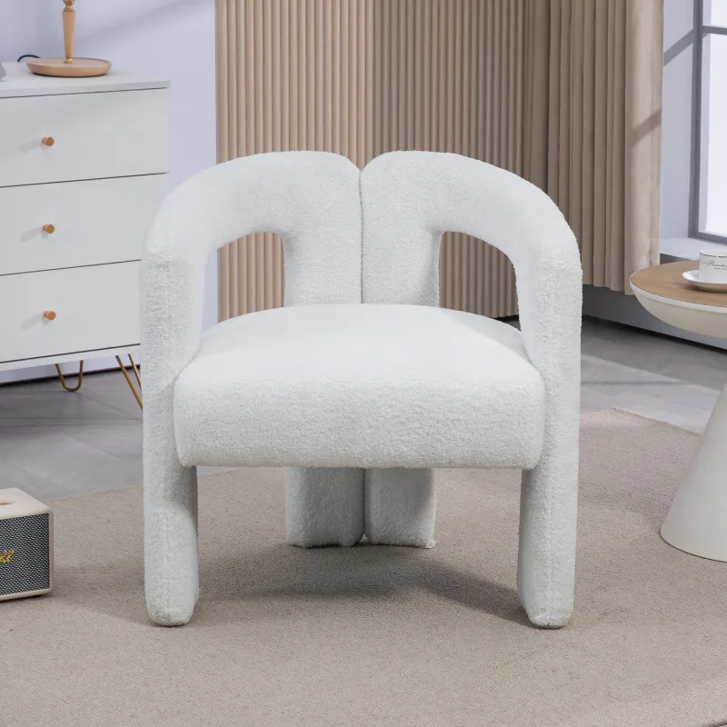 FENGSHUO Teddy Fabric Modern Design Dining Chair Open-back Modren Kitchen Armchair For Dinging Room Highly Creative And Simple