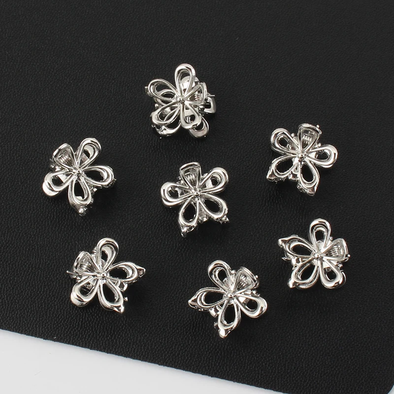 10 stücke Metall Blume Haar Clip Mini Geflecht Haar Haarnadel Kleine Klaue Clip Frauen Mädchen Haar Zubehör Kopfbedeckungen – Detail 4