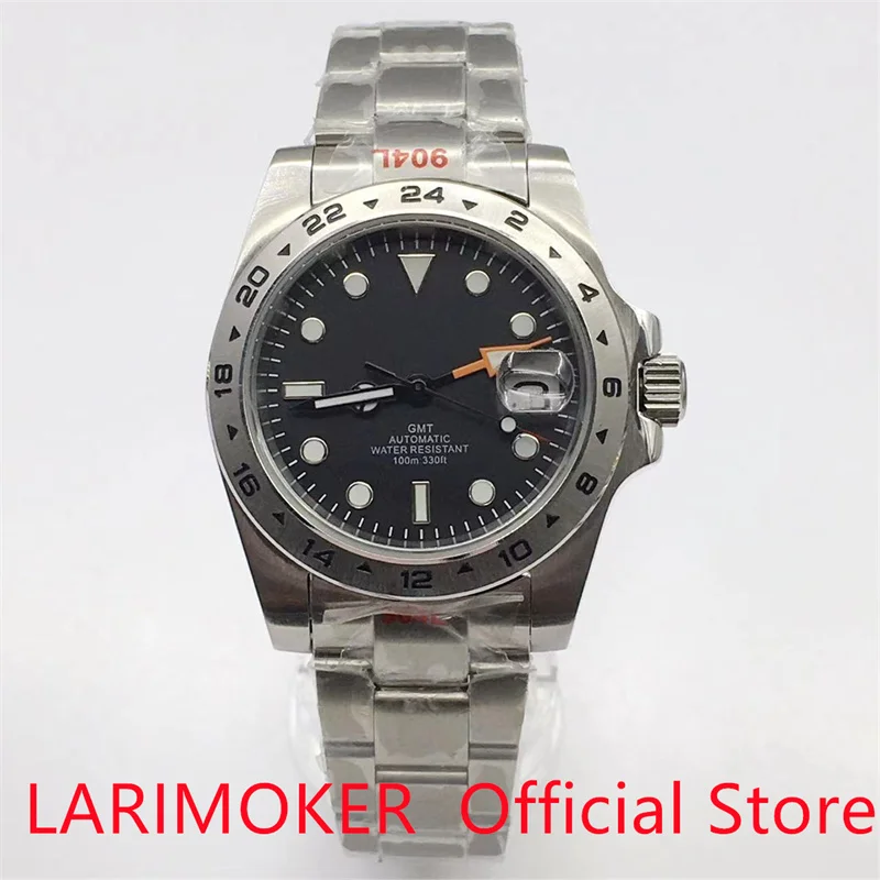 LARIMOKER 40mm/43mm Sapphire Glass Stainless Steel Number Bezel Silver Watch Case Men's NH34 DG3804 Automatic Mechanical Watches
