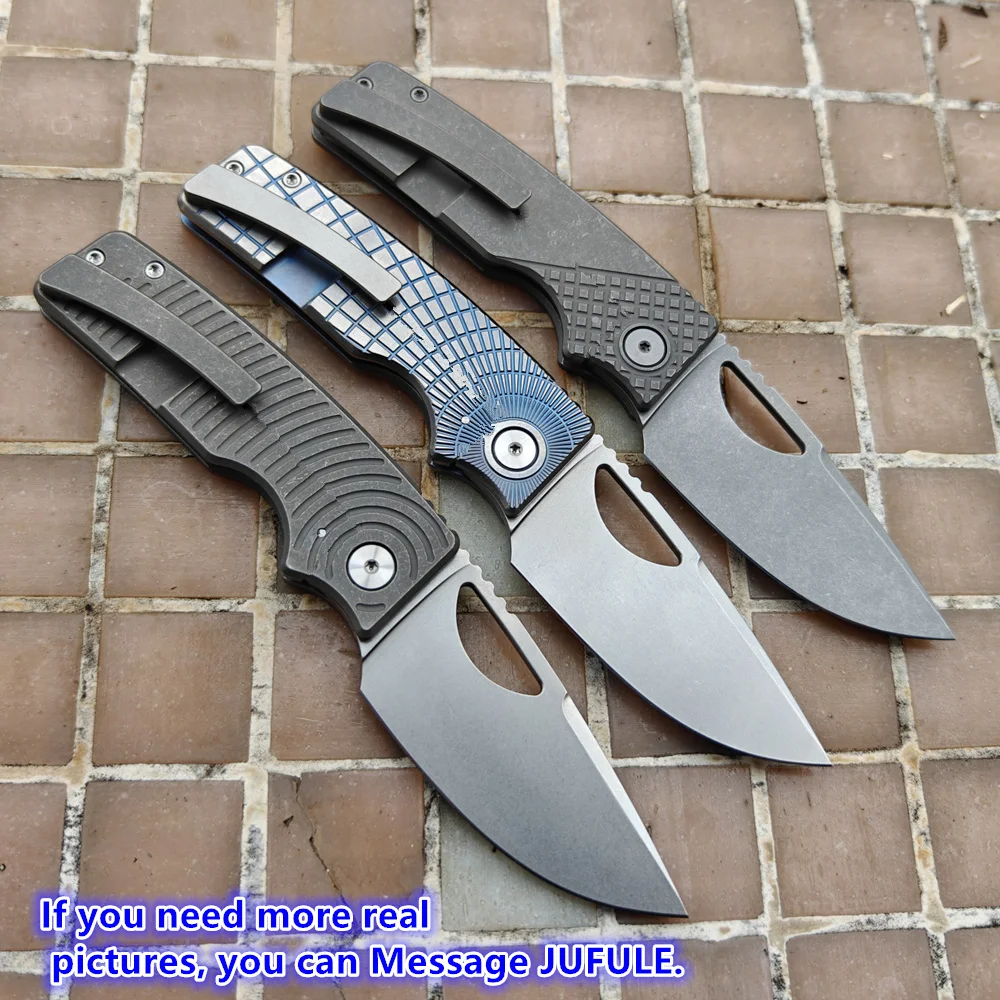 JUFULE New OZ Rosie Titanium Handle Real 60+ HRC 154CM Steel Ceramic Bearings Pocket EDC Tool Camping Hunt Outdoor Folding Knife