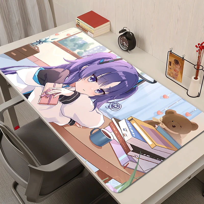 لوحة ماوس للكمبيوتر المحمول لعبة الأرشيف الأزرق HD طباعة لوحة ماوس أنيمي الكمبيوتر Kawaii Girl Yuuka لوحة المفاتيح ملحقات الألعاب حصيرة الماوس المكتبية #2