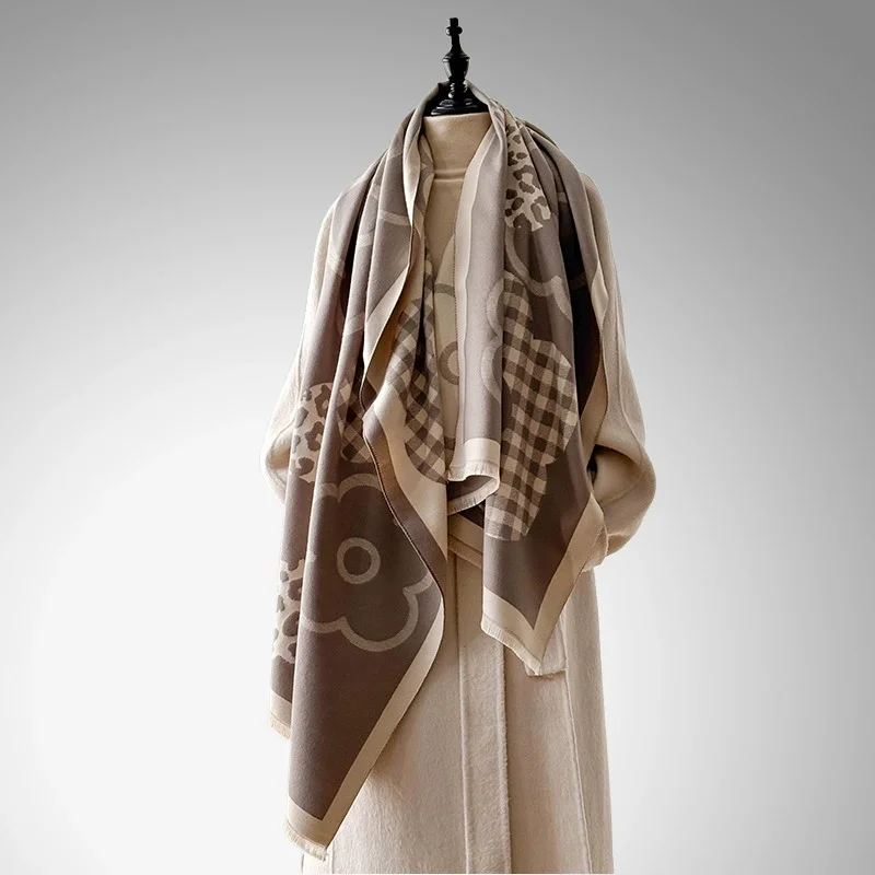 

Новинка 2025 года, кашемировый шарф с принтом, женский роскошный зимний теплый шарф из пашмины и накидки, одеяло, толстые дорожные палантины Bufanda