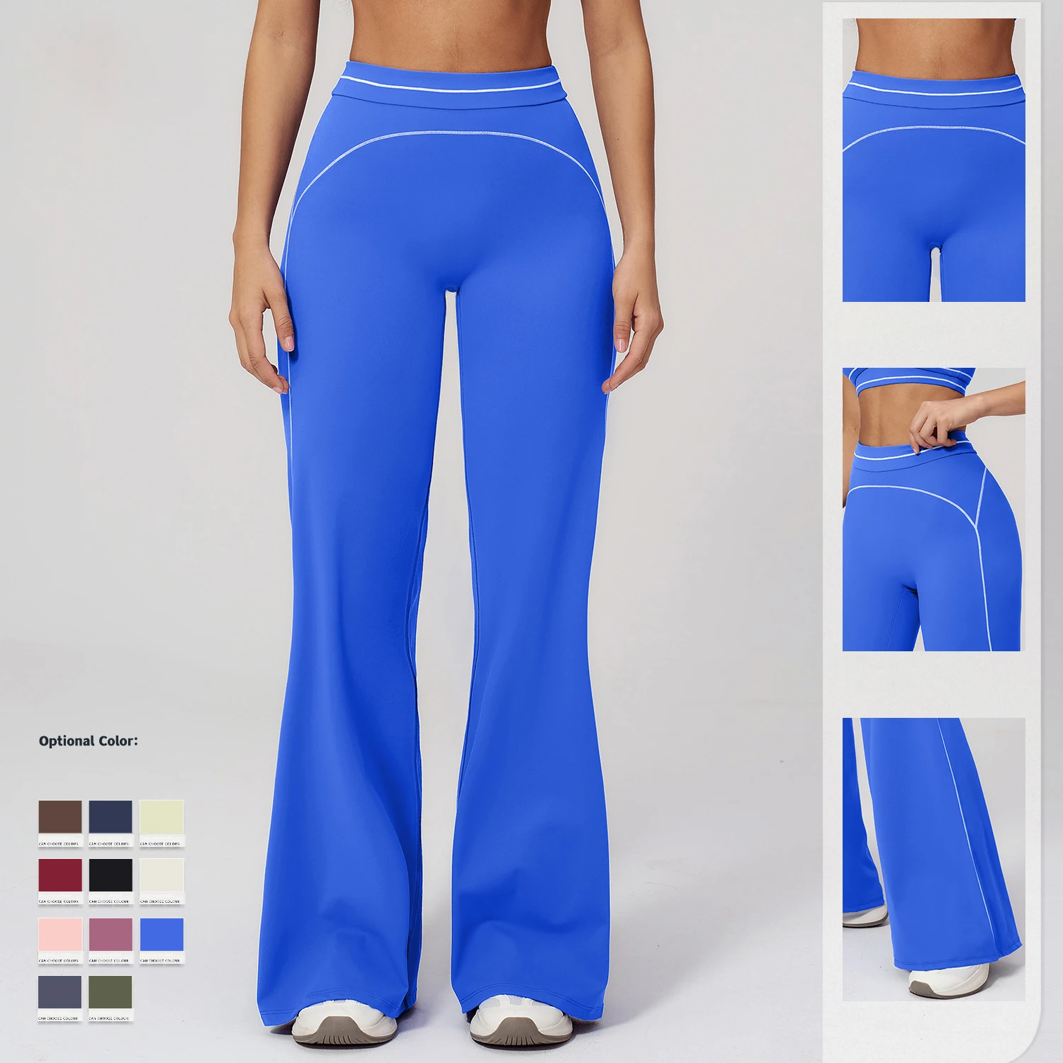 Woman Summer Loose Wide Leg Pants Color Blocking Breathable Hip-lifting Yoga Pants Full Length Gym Sport Quick Drying Yoga Pants