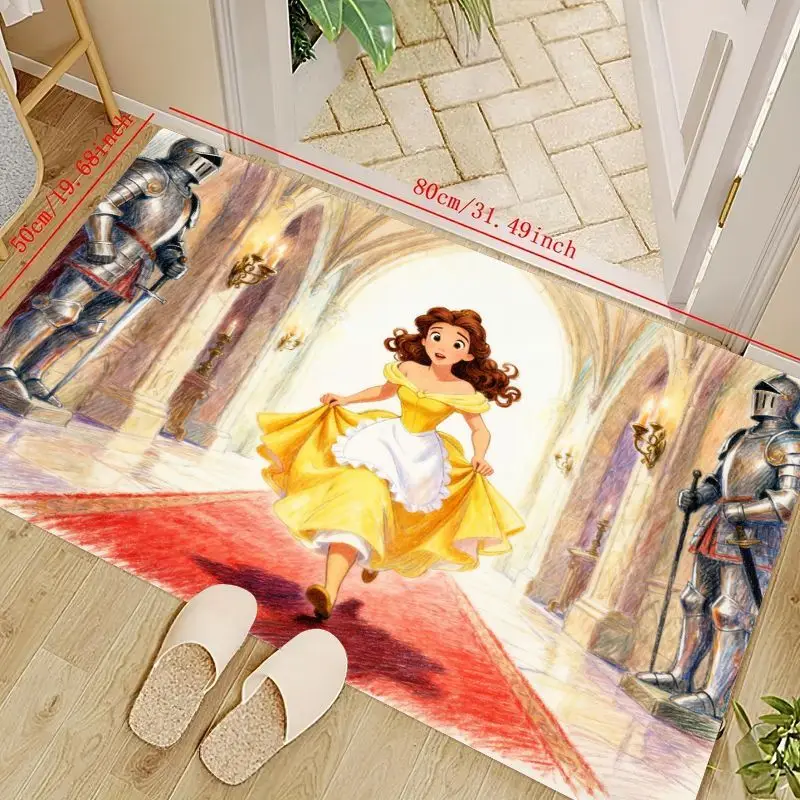 

1 шт. ковер принцессы Белль для гостиной, домашний декор, напольный коврик для детской комнаты, мягкий и стильный коврик для игровой комнаты, элегантный бег