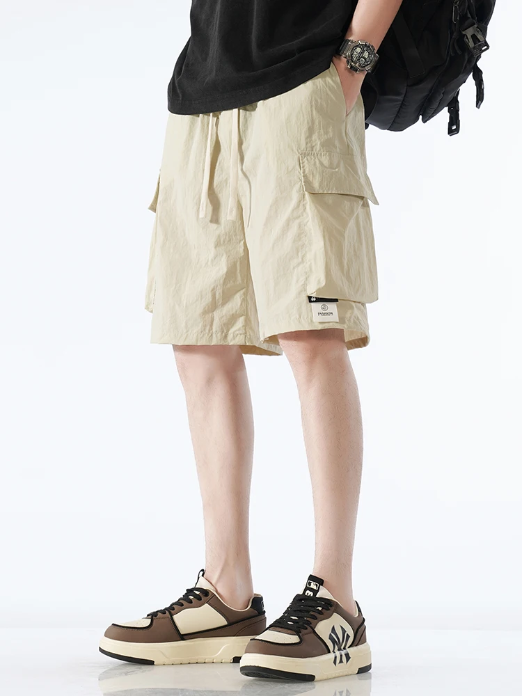 

MEDM BEPRP Japanese Sle Multi-ket Ice Silk orts Qui Dry Спецодежда Брюки пять четвертей для мальчиков Средняя школа Fremen