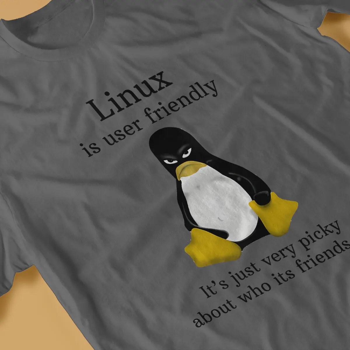 Linux Is User Friendly T-Shirt For Men Linux Novelty Cotton Tees Round Neck Short Sleeve T Shirt Gift Idea Tops