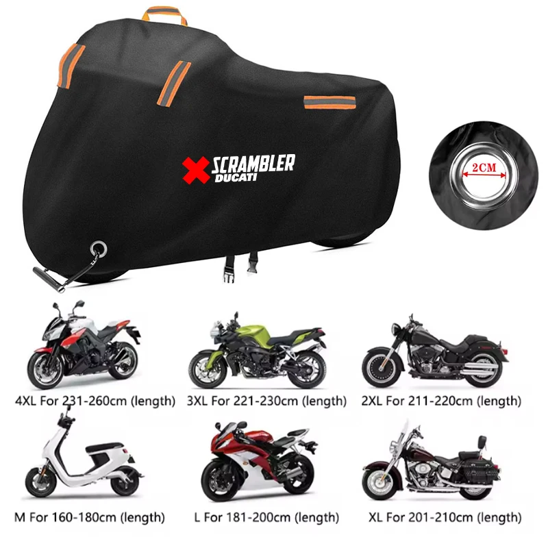 Motorcycle Cover Waterproof Outdoor Scooter UV Protector Dust Rain Cover For Ducati Scrambler 400 800 1100 2014-2019
